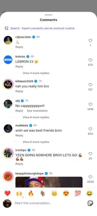 Kim Clijsters shares a comment on LeBron James' post - Image Source: Instagram/@LebronJames